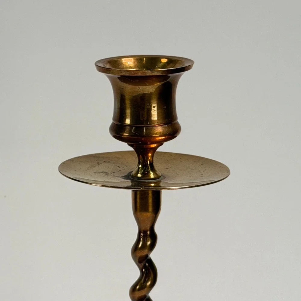 Vintage Brass Twist Candle Stick French‎ Old World Cottagecore Table Decor